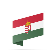 Hungary flag state symbol isolated on background national banner. Greeting card National Independence Day of the Republic of Hungary. Illustration banner with realistic state flag.