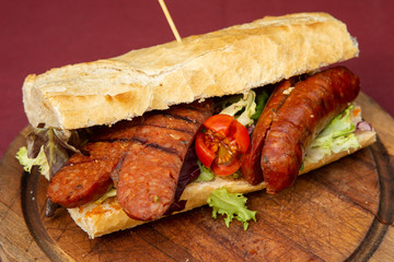 Choripan, chorizo sandwich