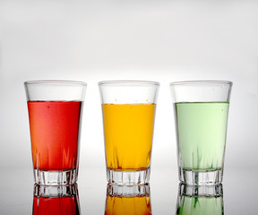 three glasses of juice