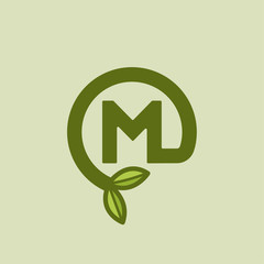 Round Vector Plant Letter Design M