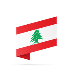 Lebanon flag state symbol isolated on background national banner. Greeting card National Independence Day of the Lebanese Republic. Illustration banner with realistic state flag.