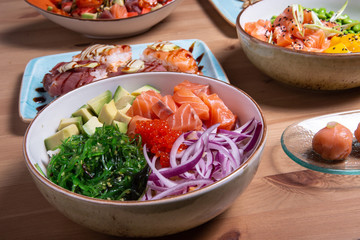 Poke bowl with salmon