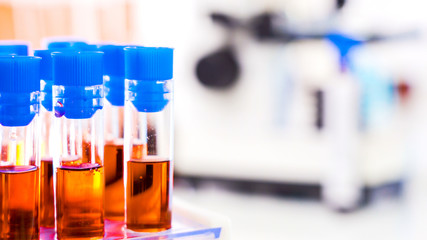 The samples on the test tubes and the coronavirus positive kit