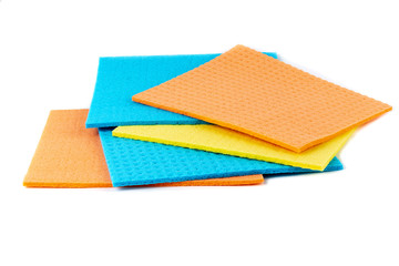 Set of colorful cleaning wipes isolated on white background