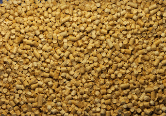 sawdust pellets macro. Wood pellets close up. The cat litter.