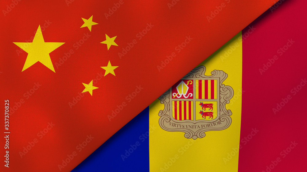 Wall mural the flags of china and andorra. news, reportage, business background. 3d illustration