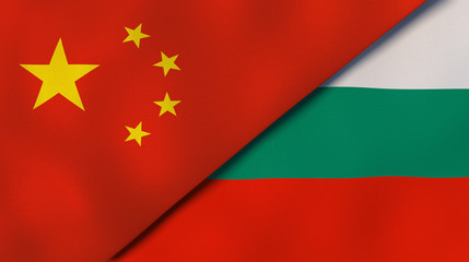 The flags of China and Bulgaria. News, reportage, business background. 3d illustration