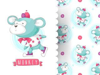 cute illustration with fun monkey