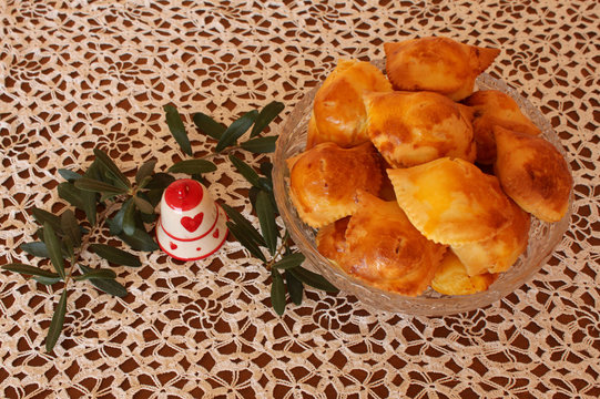 fiadoni, Easter rustic of the Abruzzo tradition and blessed palms