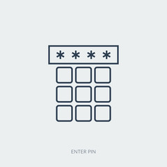 Vector outline icon of secure pin enter