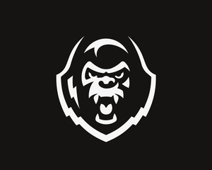 Monkey emblem. Gorilla logo design editable for your business. Vector illustration.