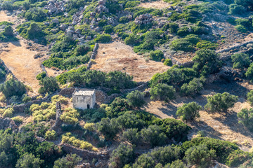 Fototapeta na wymiar Ancient construction with stone walls and vegetation