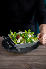 Greek salad with lamb's lettuce and dried tomatoes