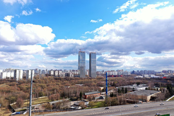 Obraz premium fantastic clouds over a frozen city isolated from a drone
