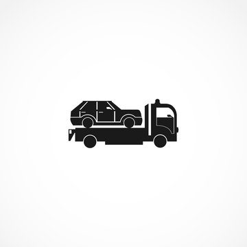 tow truck with car icon. isolated vector element