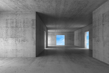 Abstract empty concrete corridor interior 3d