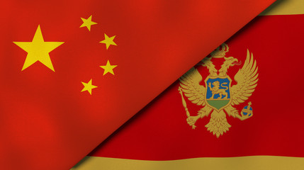 The flags of China and Montenegro. News, reportage, business background. 3d illustration