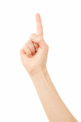 Woman index finger up, hand gesture