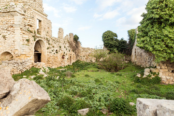 Sights of Ruins of Requisenz’s Castle in Buscemi, Province of Syracuse, Italy.