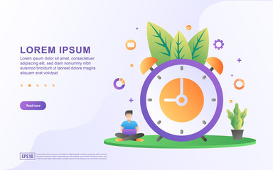 Vector Illustration of Time Management concept. A man is managing time for business and personal life.