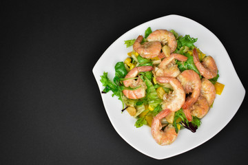 fried shrimp with salad