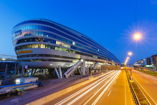The Squaire building Frankfurt airport FRA Autobahn A3