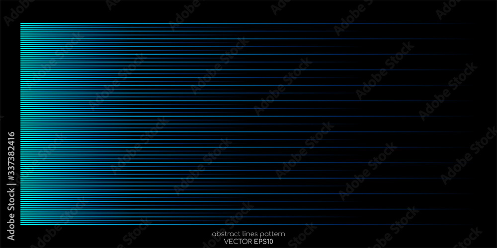 Poster vector light motion lines faded pattern in blue green colors isolated on black background for concep