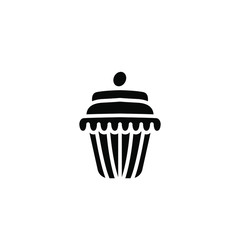 Cupcake Icon Vector Design Emblem Isolated Illustration , Template Logo Design Simple Food Business Bakery , Holiday Party Birthday . Outline Solid Background White
