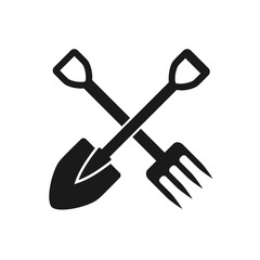 crossing fork and shovel icon vector logo template