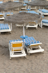 beach umbrellas and loungers