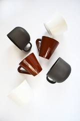set of different mugs isolated on a white background