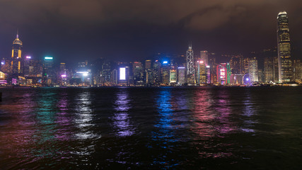 Fototapeta premium Hong Kong at Night Victoria Harbour