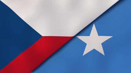 The flags of Czech Republic and Somalia. News, reportage, business background. 3d illustration