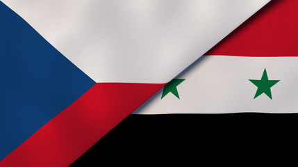The flags of Czech Republic and Syria. News, reportage, business background. 3d illustration
