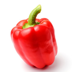 Sweet red bell pepper close up on a white background, isolate