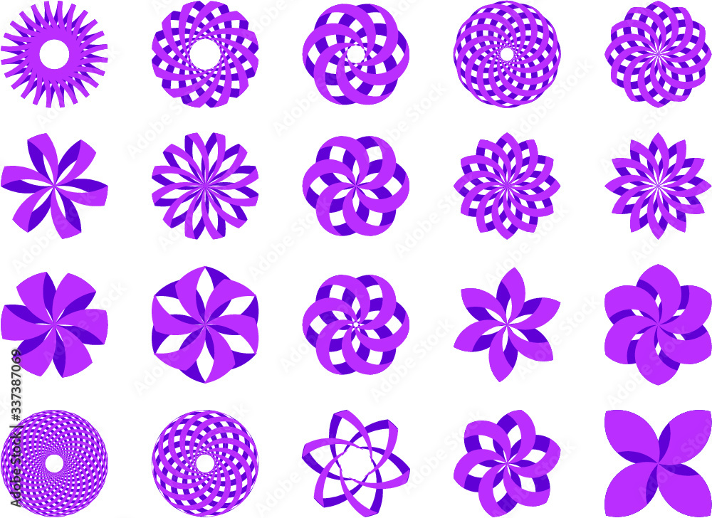 Poster set of 20 abstract 3d illustrations icons in vector format. can be used as logo, in branding or for 