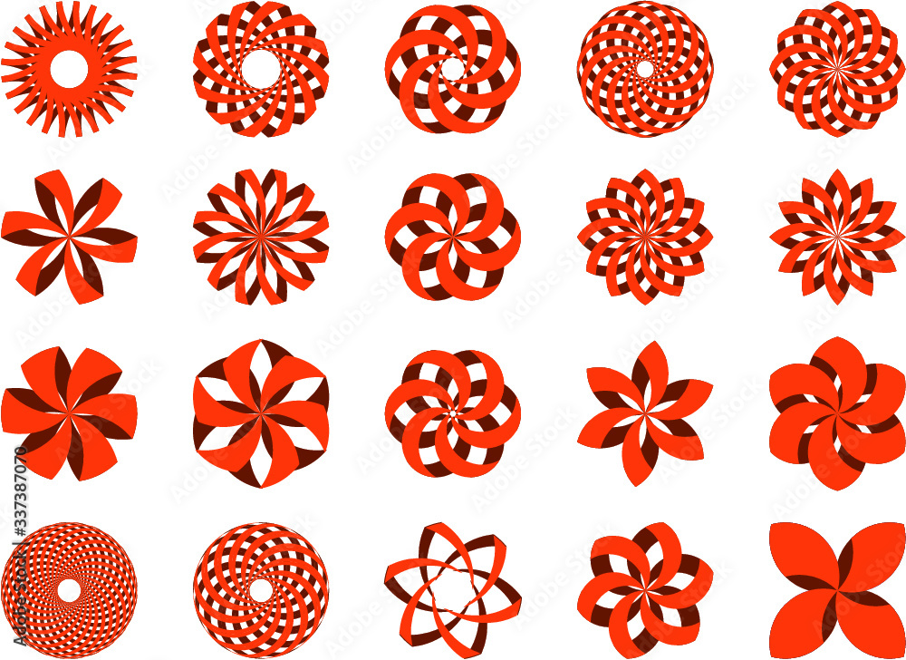 Poster set of 20 abstract 3d illustrations icons in vector format. can be used as logo, in branding or for 
