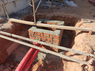 SEREMBAN, MALAYSIA -MARCH 11, 2020: Utility services manhole under construction at the construction...
