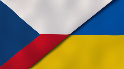 The flags of Czech Republic and Ukraine. News, reportage, business background. 3d illustration