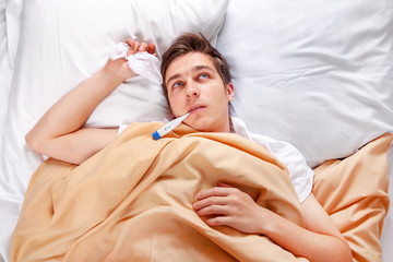 Sick Man with a Thermometer