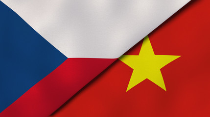 The flags of Czech Republic and Vietnam. News, reportage, business background. 3d illustration