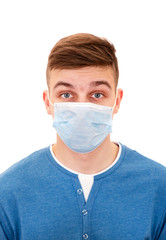 Young Man in Flu Mask