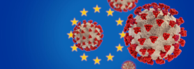 background Europe and Coronavirus COVID-19. 3d-illustration