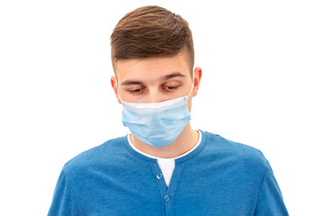 Young Man in Flu Mask