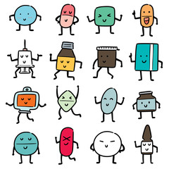 vector set of medicine cartoon