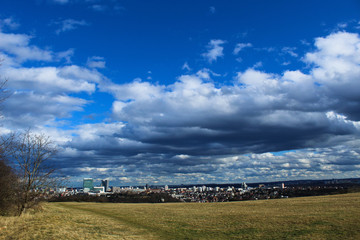 City and clouds