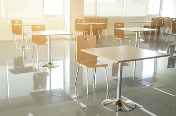 table set for social distance  for prevent virus spread in area 