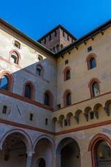 Italy, Milan, 13 February 2020, Sforzesco castle, view and detail, interior