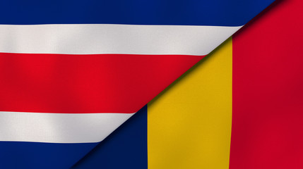 Fototapeta premium The flags of Costa Rica and Chad. News, reportage, business background. 3d illustration