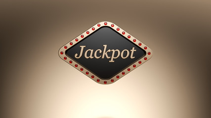 Jackpot Sign Shining Modern Golden Banner On The Gold Background - 3D Illustration	

